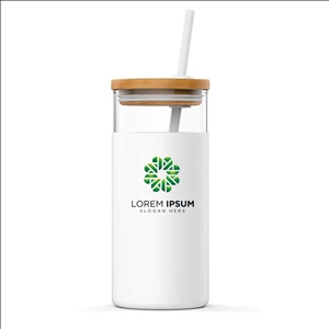 20oz Glass Tumbler Straw Silicone Protective Sleeve Bamboo Lid